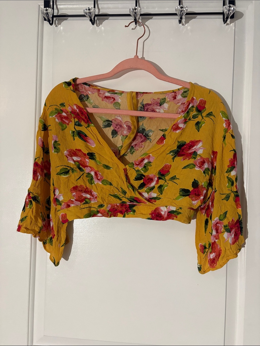 Streetwear Society Mustard Floral Crop Top